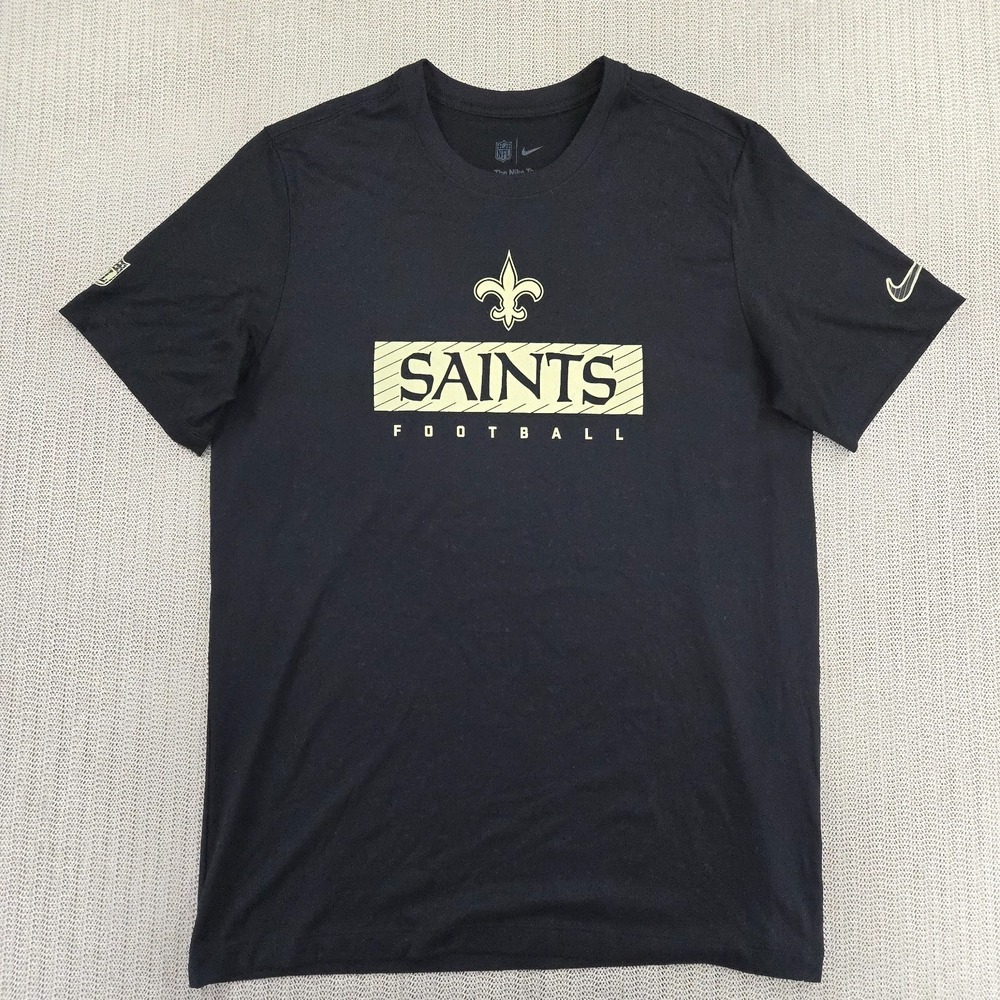 Nike Dri-Fit New Orleans Saints Shirt Mens Large Black Short Sleeve NFL Football
